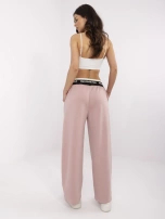 Brudnoróżowe dresowe spodnie z ozdobną gumą