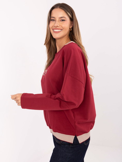 Bordowa damska bluza bez kaptura