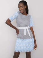 Grau-blau gemustertes Kleid Katya.