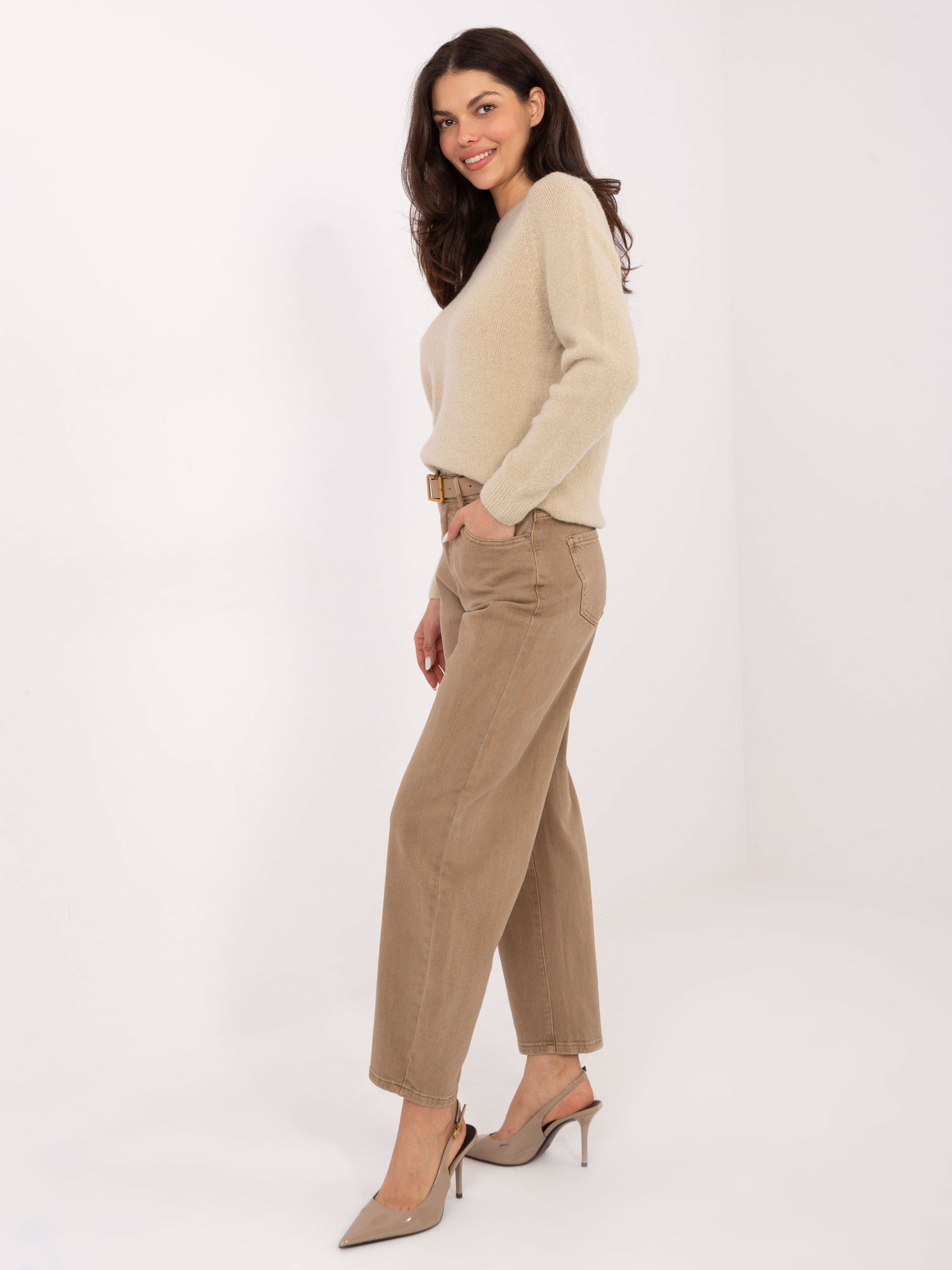 Spodnie jeans ciemny bezowy