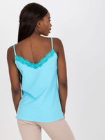 Hurtownia Niebieski top na ramiączkach z koronką 