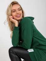 Hurt Ciemnozielona dresowa sukienka basic z kieszeniami 