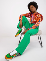 Pomarańczowa welurowa bluzka z falbankami Lina 