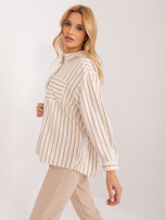 Hurtownia Kremowo-camelowa casualowa koszula w paski