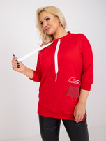 Czerwona bawełniana tunika plus size z aplikacją Sylviane