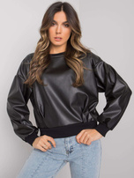 Czarna bluza z wstawką z ekoskóry Ancora RUE PARIS