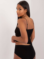 Hurt Czarny prążkowany top nocny z koronką 