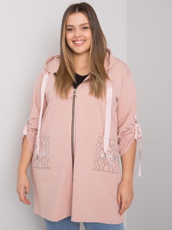 Brudnoróżowa bluza plus size na suwak Zurich