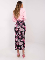 Hurtownia Czarno-fioletowa midi spódnica w kwiaty