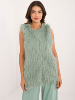 Hurtownia Pistacjowa kamizelka futrzana z podszewką