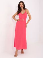 Koralowa maxi sukienka na ramiączkach OCH BELLA