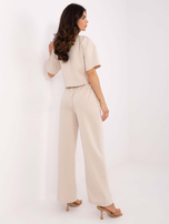 Hurt Beżowy gładki komplet z dodatkiem wiskozy