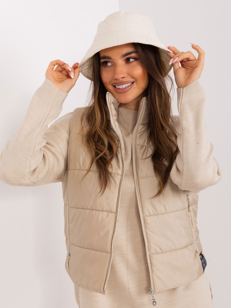 Hurtownia Jasnobeżowy kapelusz bucket hat z pikowaniem