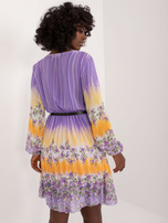 Hurtownia Liliowa rozkloszowana sukienka w kwiaty