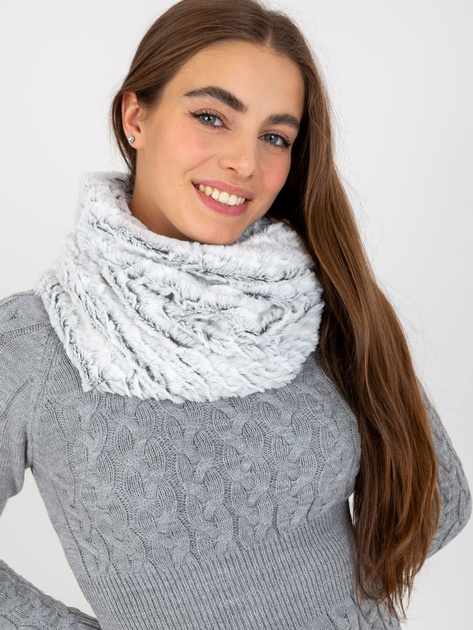 Hurtownia Biało-czarny damski komin ze sztucznego futerka