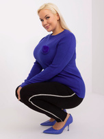 Hurt Kobaltowy casualowy sweter plus size pomponem