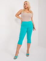 Hurt Turkusowe spodnie 3/4 plus size bez zapięcia