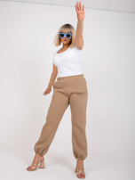 Ciemnobeżowe dresowe spodnie plus size bawełniane Banni 