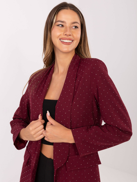 Bordowa elegancka marynarka z aplikacjami RUE PARIS