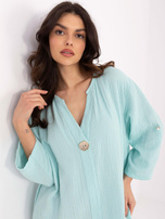 Hurtownia Miętowa koszulowa bluzka z muślinu 