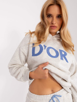 Hurtownia Jasnoszary melanżowy komplet dresowy z bluzą z kapturem