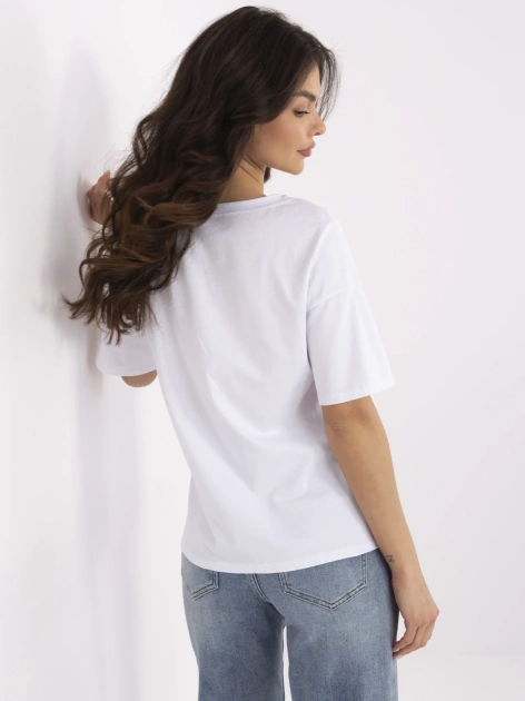 Biały bawełniany t-shirt z nadrukiem