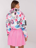 Hurt Biało-różowa przejściowa kurtka z nadrukiem graffiti  