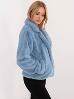 Hurtownia Niebieska futrzana kurtka z kieszeniami