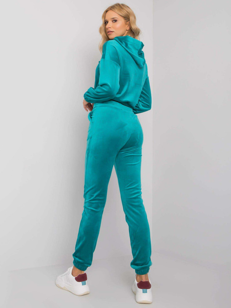 Turkusowy dwuczęściowy komplet z weluru Milan RUE PARIS