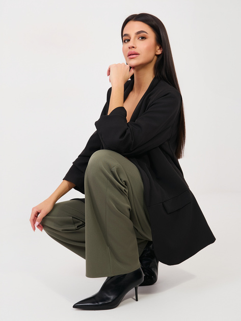 Khaki eleganckie spodnie z wysokim stanem