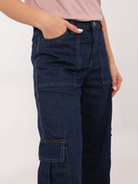 Hurt Granatowe damskie jeansy cargo z kieszeniami SUBLEVEL 