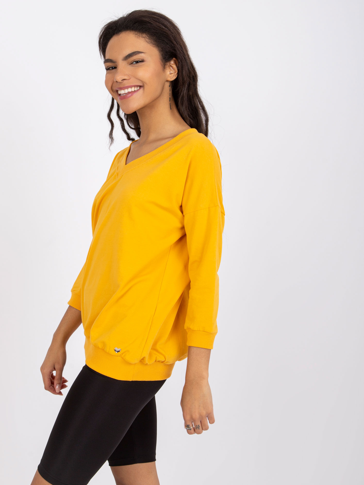 Bright orange blouse basic Oliwia
