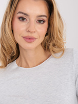 Jasnoszara damska bluzka basic z długim rękawem