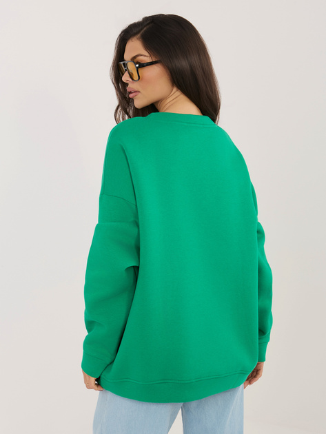 Ciemnozielona ocieplana bluza bez kaptura RUE PARIS