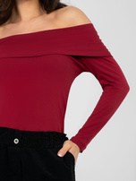Bordowa bluzka hiszpanka basic z bawełny RUE PARIS 