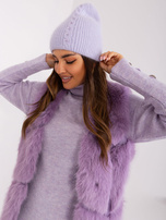Hurt Jasnofioletowa czapka damska z angorą