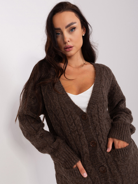 Hurt Brązowy sweter rozpinany