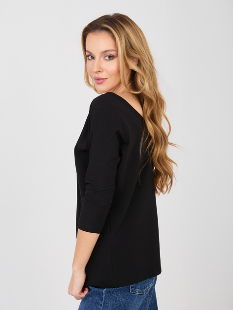 Czarna damska bluzka basic z dekoltem V RUE PARIS