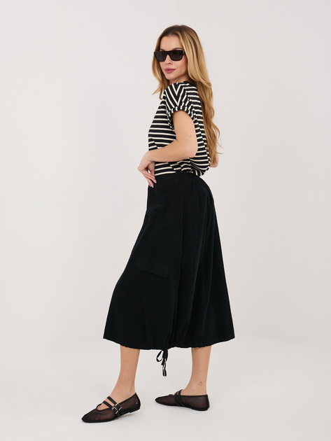 Czarna sztruksowa spódnica ze ściągaczami RUE PARIS