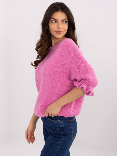 Hurt Brudnoróżowy sweter oversize w jednolitym kolorze