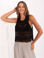 Czarny ażurowy top w stylu boho
