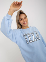 Hurtownia Jasnoniebieska długa bluza oversize z napisem