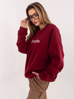 Bordowa dresowa bluza oversize z haftem RUE PARIS 