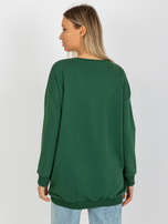 Hurtownia Ciemnozielona długa bluza basic z bawełny  