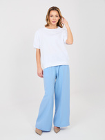 Biała bawełniana bluzka basic z krótkim rękawem RUE PARIS 