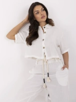 Ecru muślinowy komplet z krótką koszulą