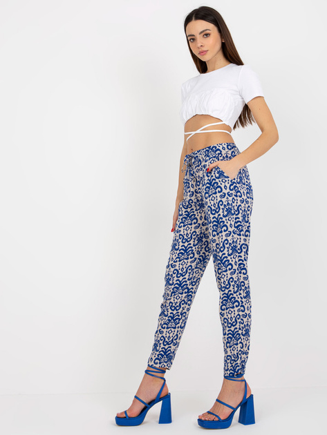 Hurt Ciemnoniebieskie letnie spodnie z materiału z wiskozy SUBLEVEL