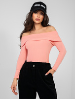 Brzoskwiniowa dopasowana bluzka hiszpanka basic RUE PARIS 