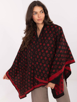 Czarno-czerwone damskie ponczo z printem