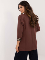 Brown wholesale open blazer with long sleeves.